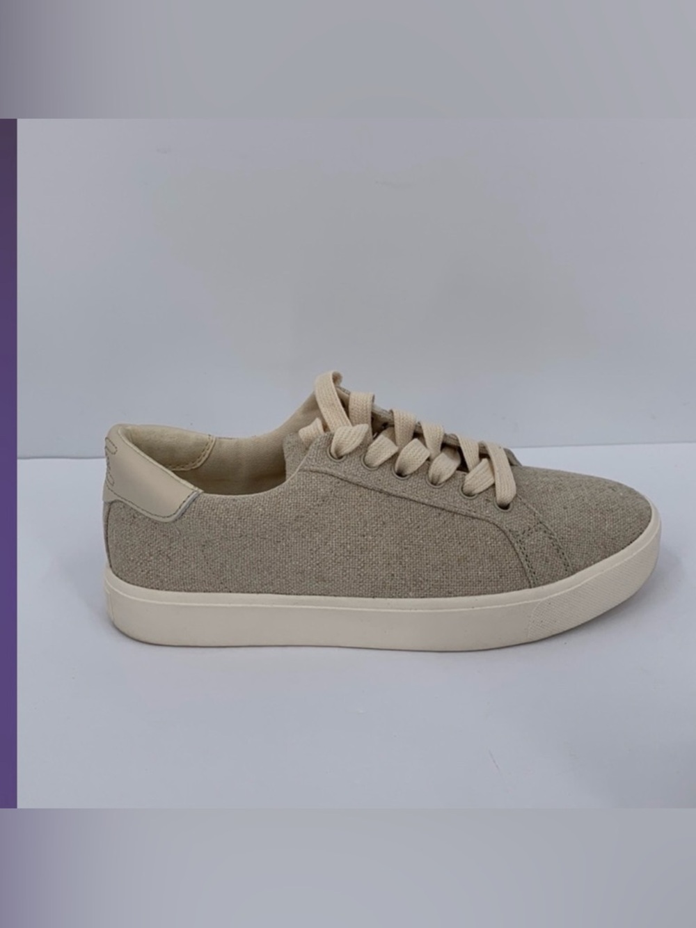 Sam Edelman Ethyl low top natural tan fabric sneaker shoe tie laces women 6